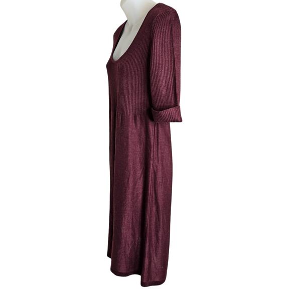 Calvin Klein Womens Cozy Sweater Dress Medium Burgundy Ribbed Knit Fall Winter - Picture 5 of 8